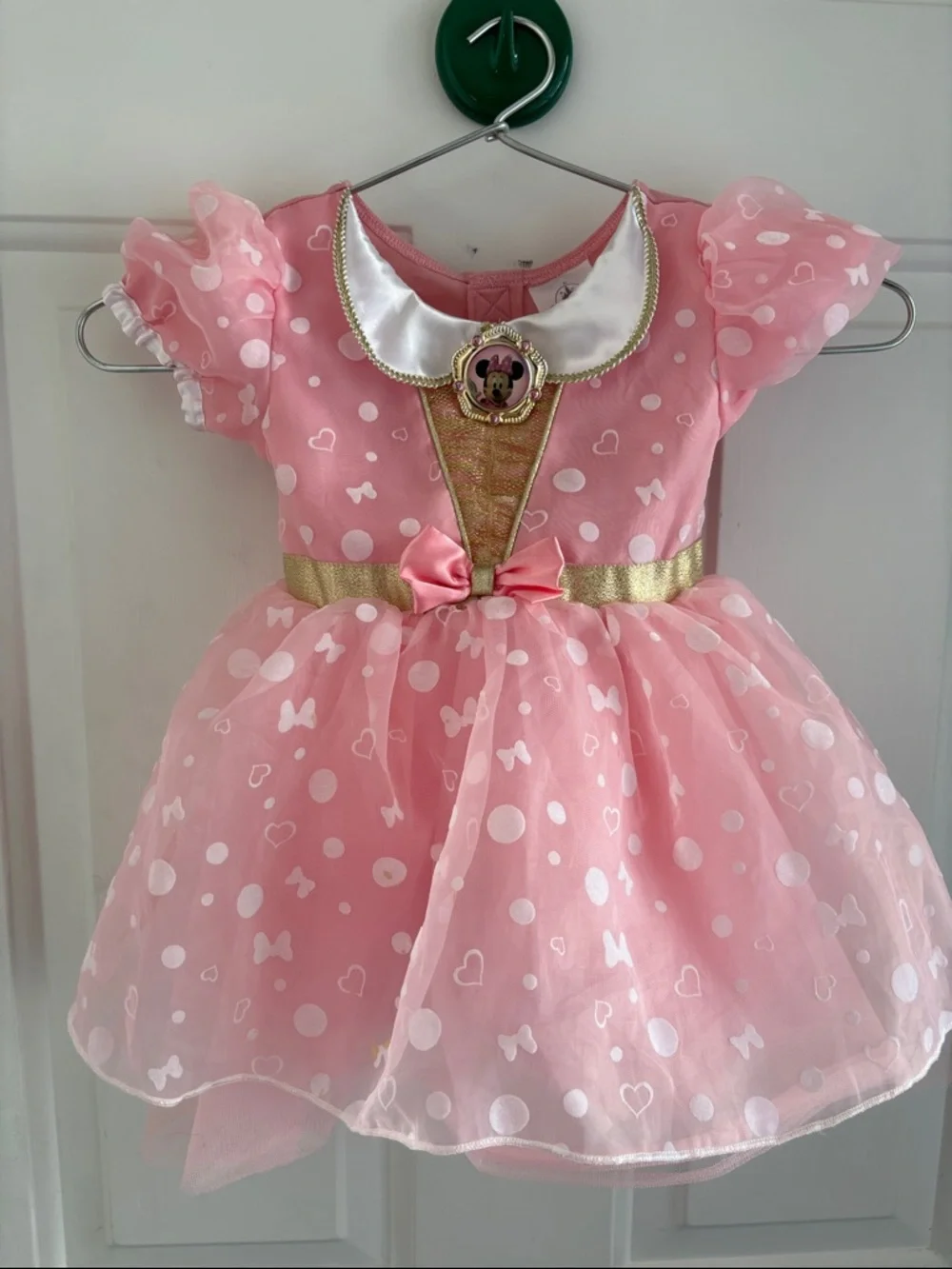 Disney Pink Minnie Mouse Gold-Trimmed Tulle Party Dress - Picture 1 of 3